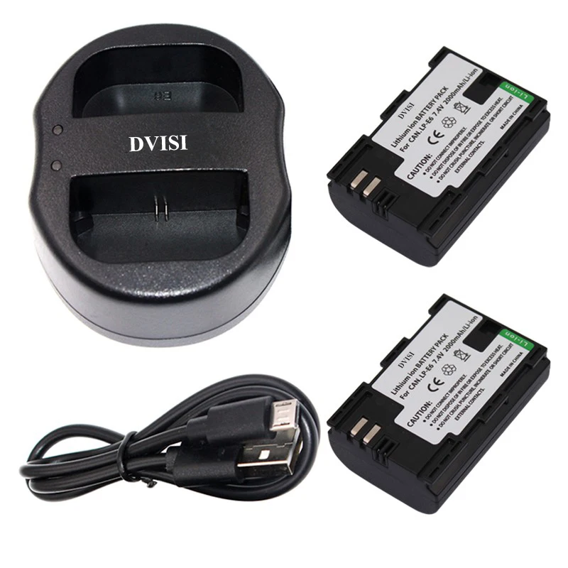 2Pcs 7.4V 2.0Ah LP-E6 Rechargeable Camera Battery with USB Dual Charger for Canon 70D 5DII 5D2 5D3 7D 6D 60D Digital Camera
2Pcs 7.4V 2.0Ah LP-E6 Rechargeable Camera Battery with USB Dual Charger for Canon 70D 5DII 5D2 5D3 7D 6D 60D Digital Camera