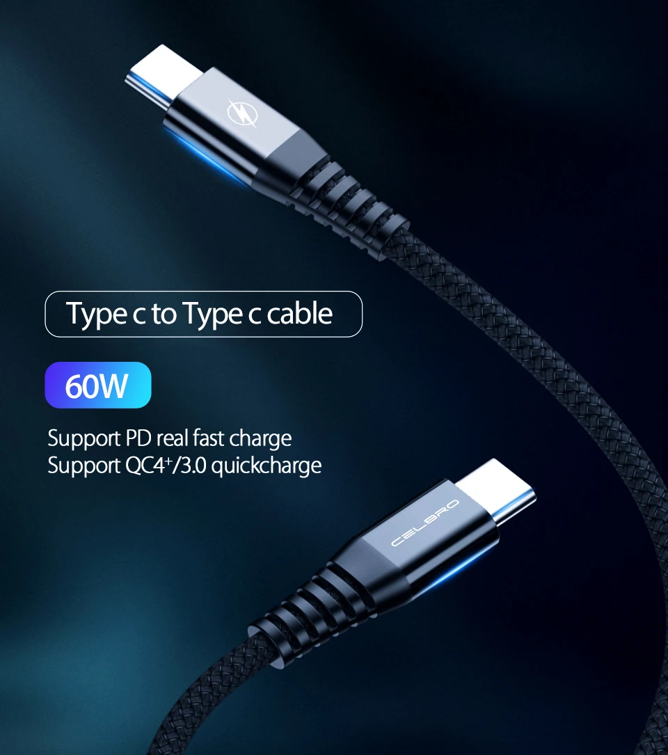 60 Вт PD кабель для iPhone 11 Pro Max Quick Charge 3 0 4 type C USB type-C зарядное устройство телефона samsung