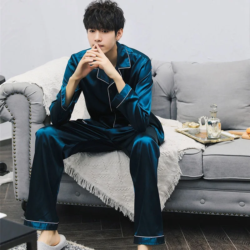 Fashion Long Sleeved Pajama Sets Satin Pajama Sets for Couple Home Suit Spring Sleepwear
Fashion Long Sleeved Pajama Sets Satin Pajama Sets for Couple Home Suit Spring Sleepwear