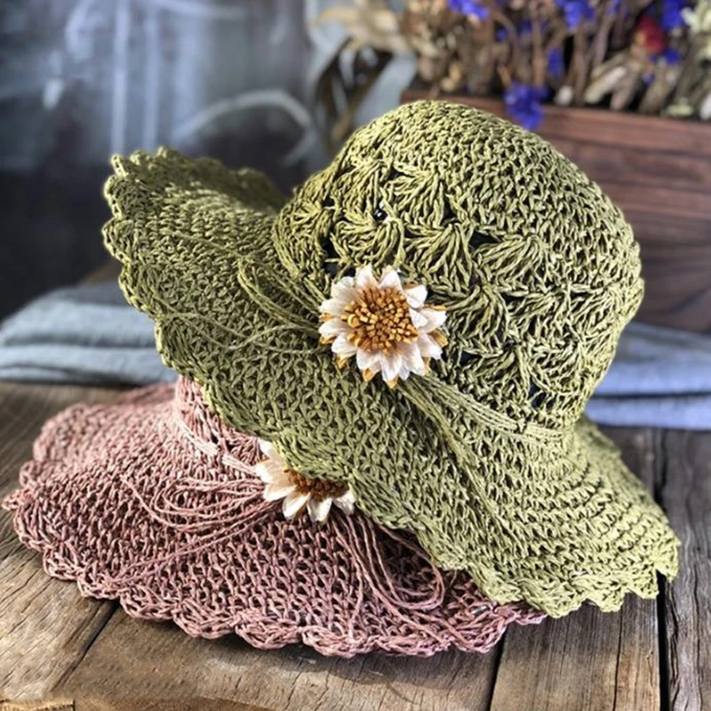 2019 Handmade Knitted Straw Hat Women Sweet Floral Beach Sun Hats Ooutdoors Travel Fashion Casual Collapsible Caps Korea 55-58cm
2019 Handmade Knitted Straw Hat Women Sweet Floral Beach Sun Hats Ooutdoors Travel Fashion Casual Collapsible Caps Korea 55-58cm