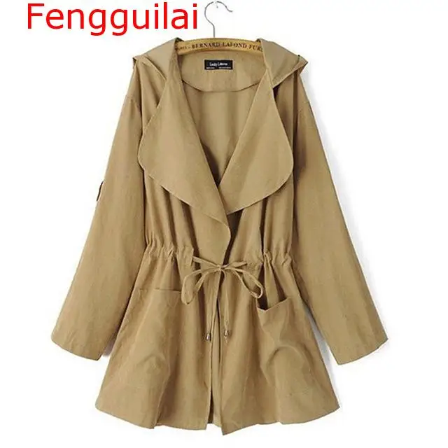 Autumn Women's Casual Hooded Windbreaker Coat Turndown Collar Overcoat Outerwear Coat Solid Color Trench Belt Slim Tops Coat
Autumn Women's Casual Hooded Windbreaker Coat Turndown Collar Overcoat Outerwear Coat Solid Color Trench Belt Slim Tops Coat