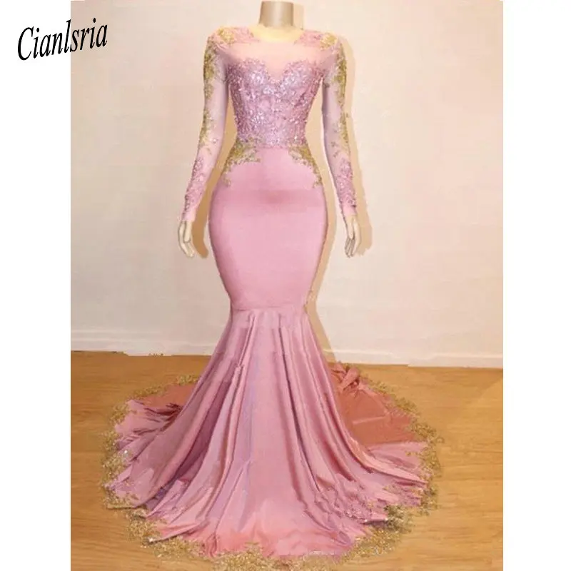 Pink and Gold Mermaid Prom Dresses with Long Sleeve 2020 Sexy Jewel Neckline Formal Gowns Party Red Carpet Gown
Pink and Gold Mermaid Prom Dresses with Long Sleeve 2020 Sexy Jewel Neckline Formal Gowns Party Red Carpet Gown