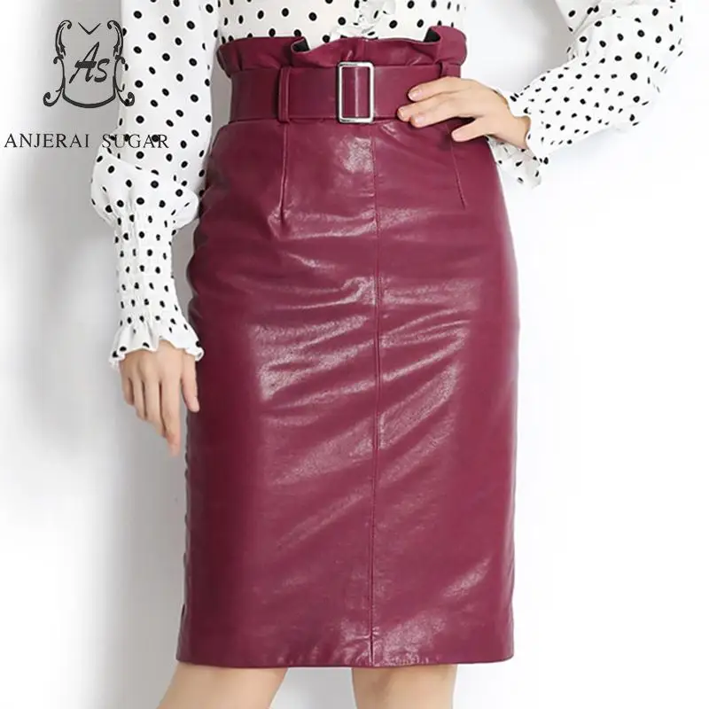 Autumn winter Genuine leather skirts women purple sexy Fold high waist Sashes OL split Package hip sheepskin female midi skirts
Autumn winter Genuine leather skirts women purple sexy Fold high waist Sashes OL split Package hip sheepskin female midi skirts