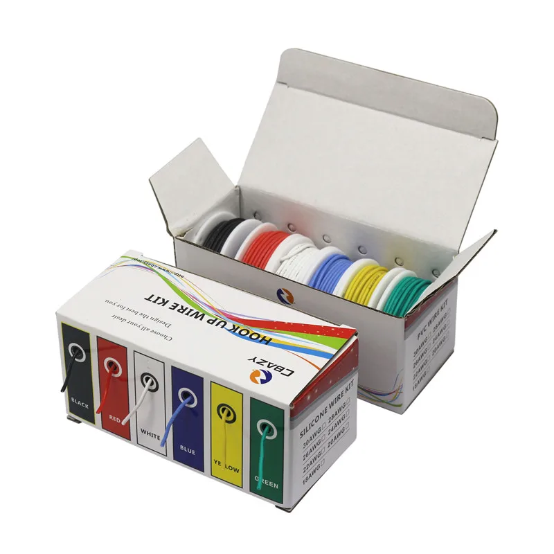 18awg 30m/box 6 colors in a box mixed wire high quality flexible silicone wire and cable tinned pure copper wire
18awg 30m/box 6 colors in a box mixed wire high quality flexible silicone wire and cable tinned pure copper wire