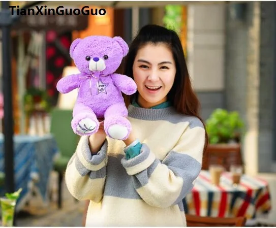 

lovely purple teddy bear about 32cm plush toy soft doll Christmas gift h1435