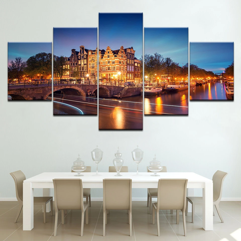 5 Pieces Amsterdam Building Modern 5 piece Wallpapers modern Modular Poster art Canvas painting for Living Room Home Decor
5 Pieces Amsterdam Building Modern 5 piece Wallpapers modern Modular Poster art Canvas painting for Living Room Home Decor
