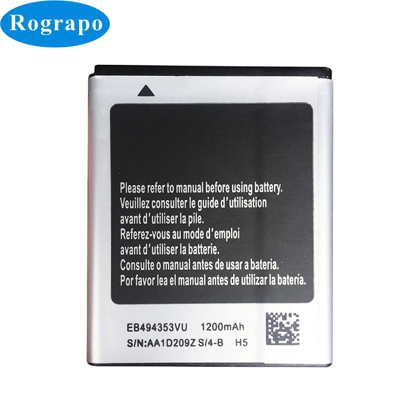 New 1200mAh EB494353VU Replacement Battery For Samsung Galaxy S Mini S5750/E S5570 S5250 S7230 GT-S5570 i559 S5232 C6712
New 1200mAh EB494353VU Replacement Battery For Samsung Galaxy S Mini S5750/E S5570 S5250 S7230 GT-S5570 i559 S5232 C6712