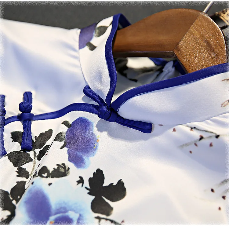 2018 Новый китайский стиль Элегантный цветочный принт Cheongsam платье Qipao |