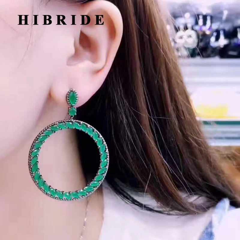 HIBRIDE Beautiful Bohemia Style Green Cubic Zircon Big Round Circle Women Drop Earrings For Wedding Party Jewelry Brincos E-426
HIBRIDE Beautiful Bohemia Style Green Cubic Zircon Big Round Circle Women Drop Earrings For Wedding Party Jewelry Brincos E-426