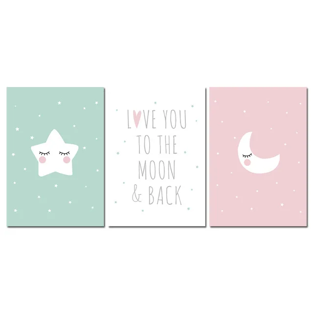 Painting Abstract Cartoon Moon Star Canvas Love You The Moon and Back Posters Nursery Prints Painting Baby Girl Room Decor
Painting Abstract Cartoon Moon Star Canvas Love You The Moon and Back Posters Nursery Prints Painting Baby Girl Room Decor