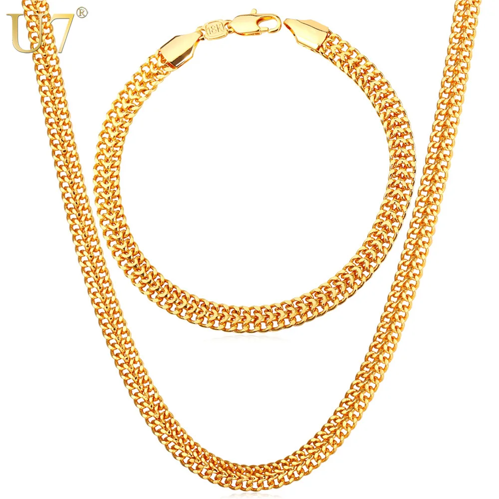 U7 Gold Color Ethiopian Jewelry Set Wholesale Trendy Wide Chain Bracelet Necklace Set For Men Jewelry Party S701
U7 Gold Color Ethiopian Jewelry Set Wholesale Trendy Wide Chain Bracelet Necklace Set For Men Jewelry Party S701