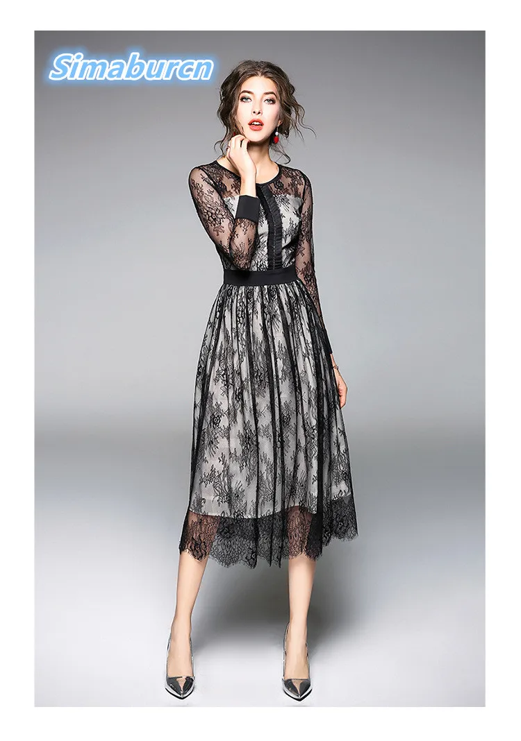 2018 Women Hollow Out Dress O Neck Long Sleeve A-Line Patchwork Ladies Black Dress New Winter Femme Slim Lace Dresses For Female
2018 Women Hollow Out Dress O Neck Long Sleeve A-Line Patchwork Ladies Black Dress New Winter Femme Slim Lace Dresses For Female