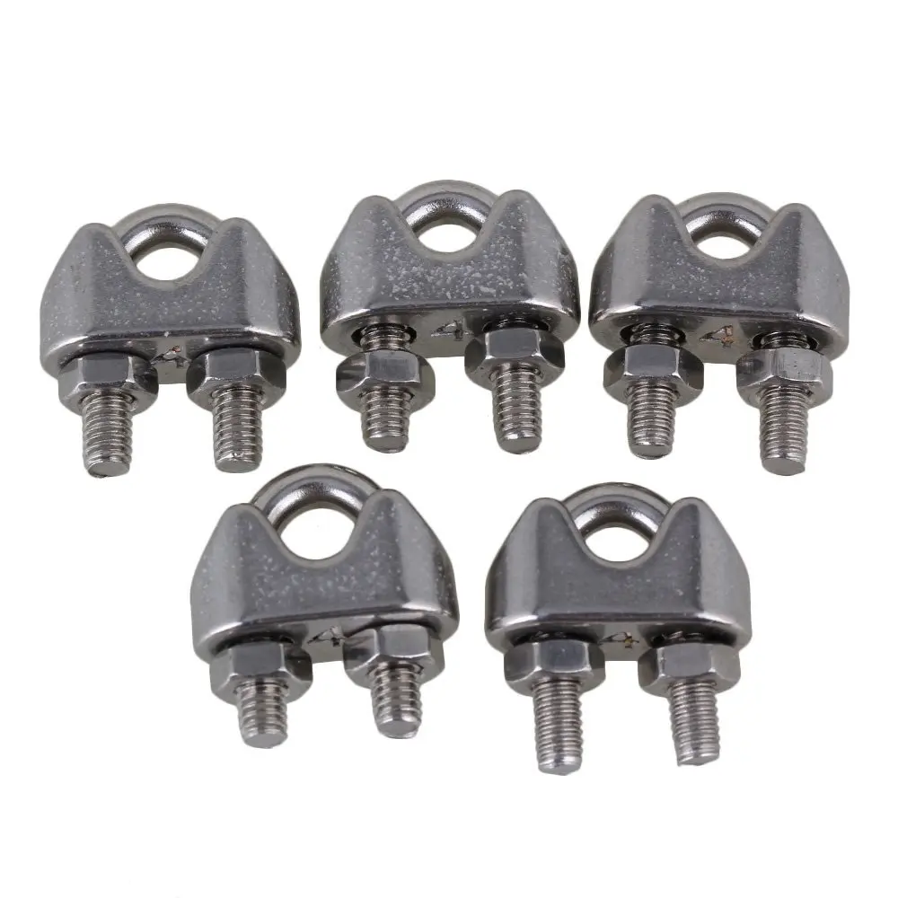 Silver U-shaped 304 Stainless Steel Cable Wire Rope Clip Clamps M4 Thread for 4mm Thickness Steel Rope Pack of 5
Silver U-shaped 304 Stainless Steel Cable Wire Rope Clip Clamps M4 Thread for 4mm Thickness Steel Rope Pack of 5