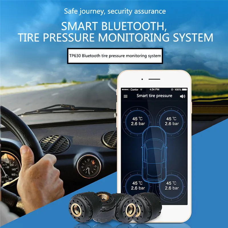 3V TP630 Smart Bluetooth Tire Pressure Monitoring System TPMS First Mobile Phone APP Monitoring with External Sensor
3V TP630 Smart Bluetooth Tire Pressure Monitoring System TPMS First Mobile Phone APP Monitoring with External Sensor