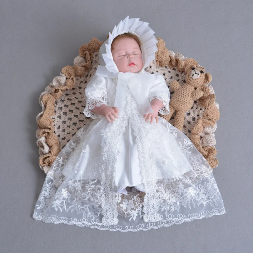 3pcs Set Baby Girls Christening Gown Ruffle White Dress+Lace Shawl+Hat Newborn Infant Princess Birthday Party Dress Gift 0-30M
3pcs Set Baby Girls Christening Gown Ruffle White Dress+Lace Shawl+Hat Newborn Infant Princess Birthday Party Dress Gift 0-30M