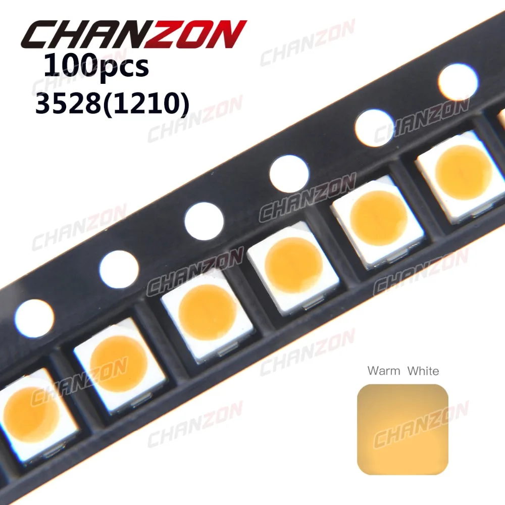 Светодиодный светильник SMD 3528 100 шт. теплый белый чип 7 8 лм ультра яркий 3000K 1210 20 мА