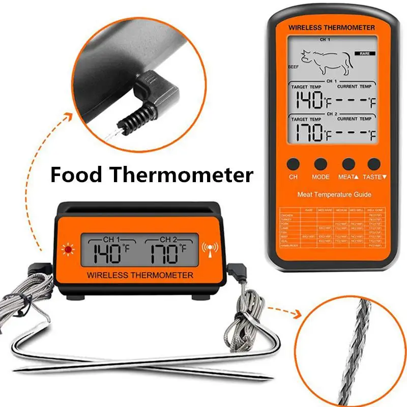 HobbyLane Wireless Remote Dual Probe Digital BBQ Cooking Meat Food Thermometer For Grilling Barbecue Kitchen Accessories
HobbyLane Wireless Remote Dual Probe Digital BBQ Cooking Meat Food Thermometer For Grilling Barbecue Kitchen Accessories