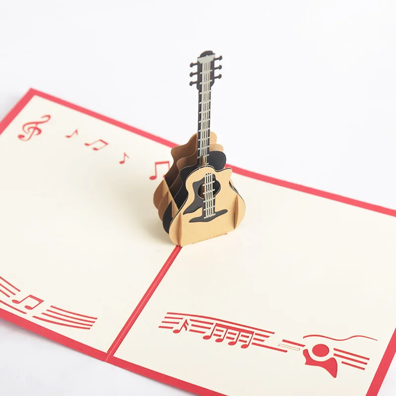 OLOEY элегантный гитары 3D Pop Up Card Рождество карты Подарочная открытка ручной работы
