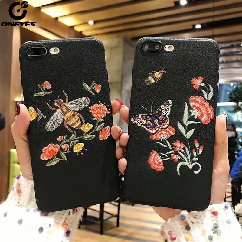 Модный силиконовый чехол для iphone 6 6s 7 8 Plus 5 5S SE X 3D рельефный с цветочным рисунком