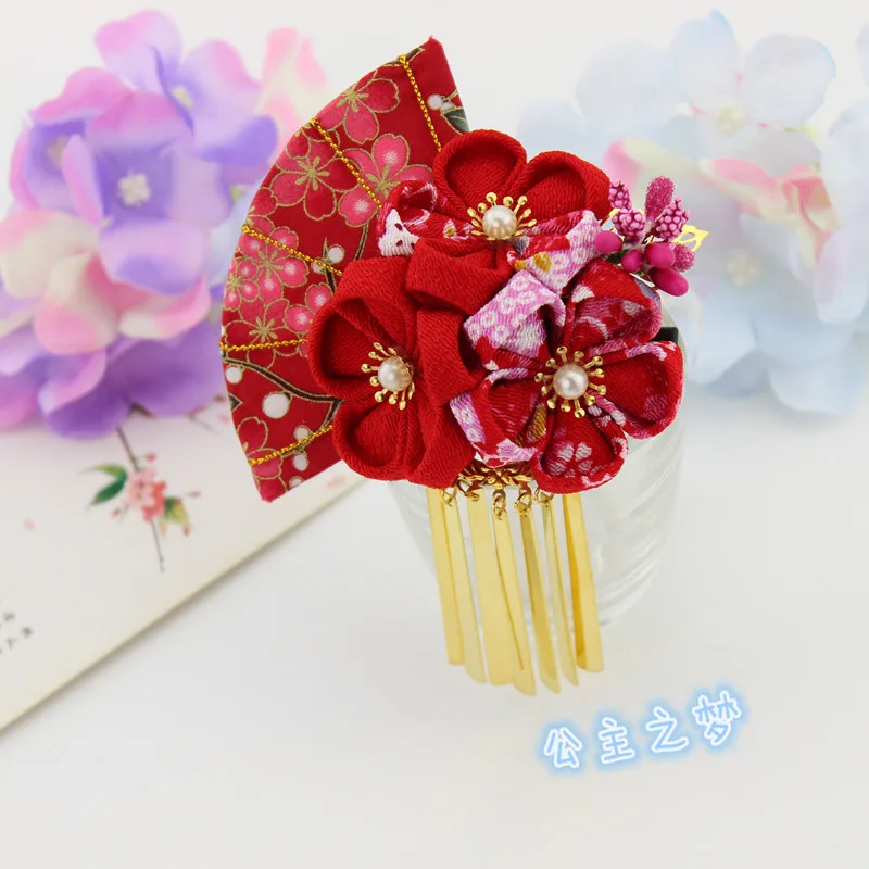 Japanese Style Tsumami Kanzashi Pink Red Tassels Sakura Flower Fan Kimono Accessory Pure Handmade Hair clip Pin Head dress HW002
Japanese Style Tsumami Kanzashi Pink Red Tassels Sakura Flower Fan Kimono Accessory Pure Handmade Hair clip Pin Head dress HW002