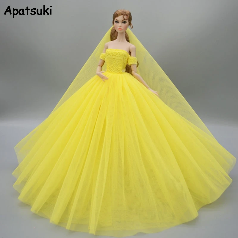 Yellow Fashion Dress for Barbie Doll Clothes Evening Dresses Party Gown Long Dress Outfits With Veil 1/6 Doll Accessories
Yellow Fashion Dress for Barbie Doll Clothes Evening Dresses Party Gown Long Dress Outfits With Veil 1/6 Doll Accessories