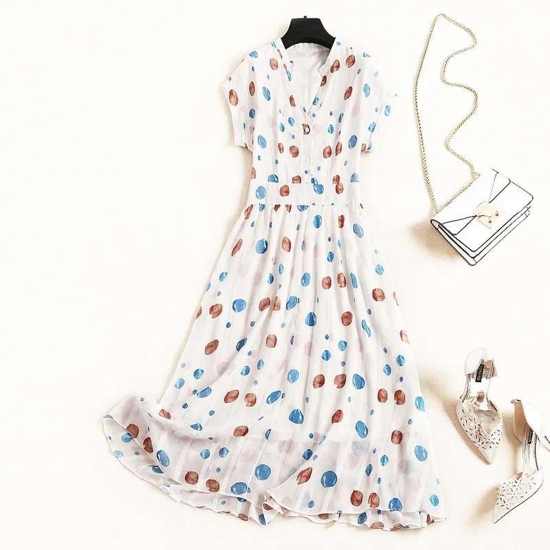Summer Fashion Plus Size Vestidos Korean V Neck White Chiffon Printed Polka Dot Short Sleeves Streewear Women Dress
Summer Fashion Plus Size Vestidos Korean V Neck White Chiffon Printed Polka Dot Short Sleeves Streewear Women Dress
