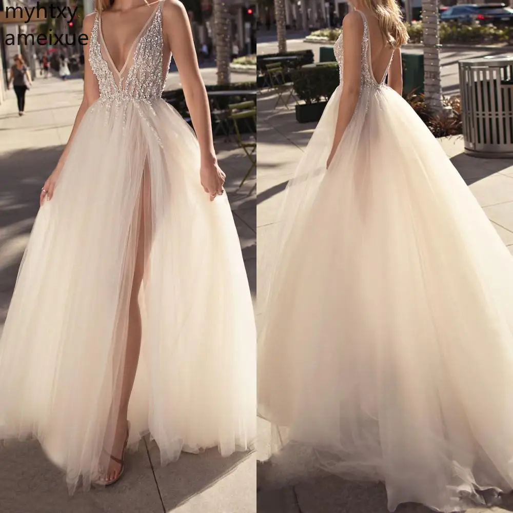 2021 New Tulle White Evening Gowns Backless V Neck High Split Sexy Prom Party Custom Occasion Dresses Cheap Hi Low Dress
2021 New Tulle White Evening Gowns Backless V Neck High Split Sexy Prom Party Custom Occasion Dresses Cheap Hi Low Dress
