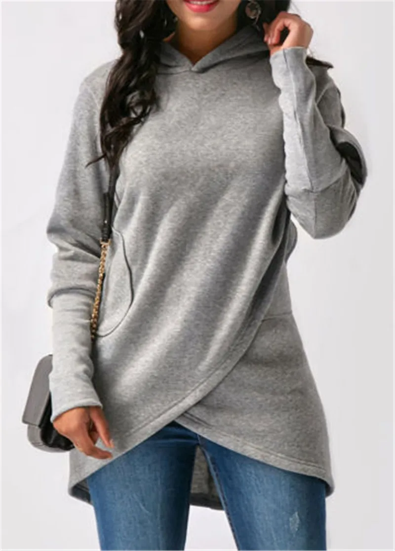 Фото Женский пуловер с длинным рукавом однотонный Асимметричный джемпер на осень и(Aliexpress на русском)