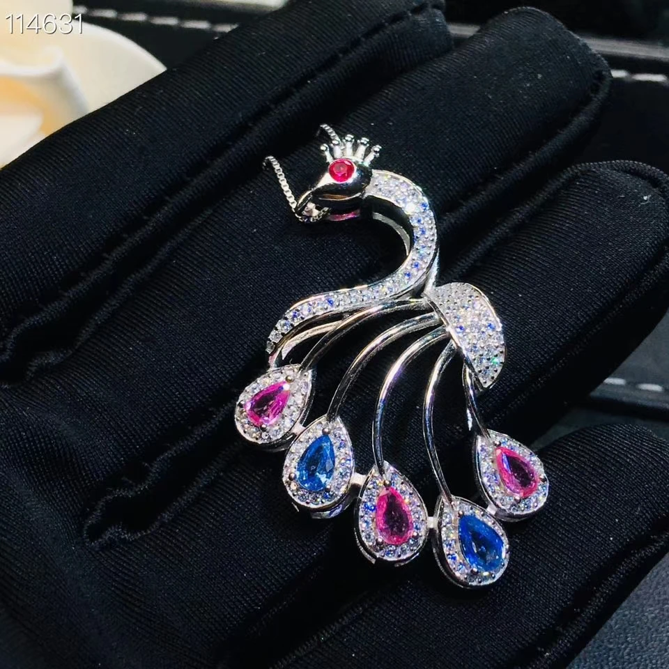 Natural Multicolor sapphire necklace pendant S925 silver natural gemstone pendant fashion Peacock girl women party gift jewelry
Natural Multicolor sapphire necklace pendant S925 silver natural gemstone pendant fashion Peacock girl women party gift jewelry