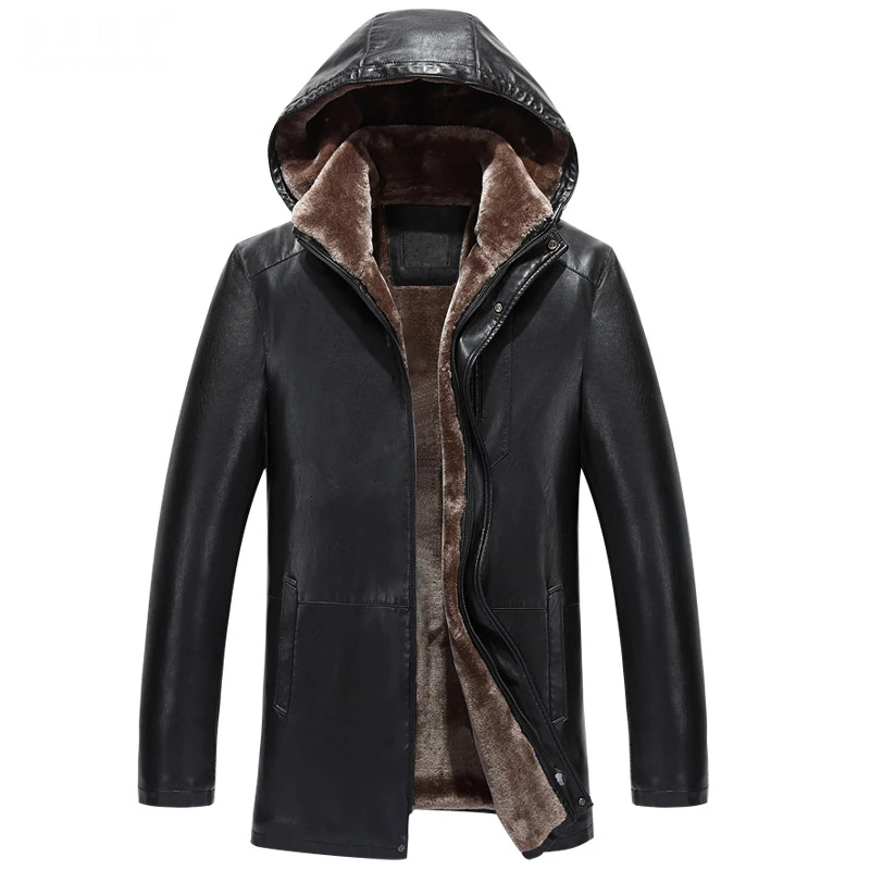 2019 Winter New Long Thick Hooded Skorzana Kurtka Detachable Cap Good Quality Leather Jacket Hooded Men
2019 Winter New Long Thick Hooded Skorzana Kurtka Detachable Cap Good Quality Leather Jacket Hooded Men