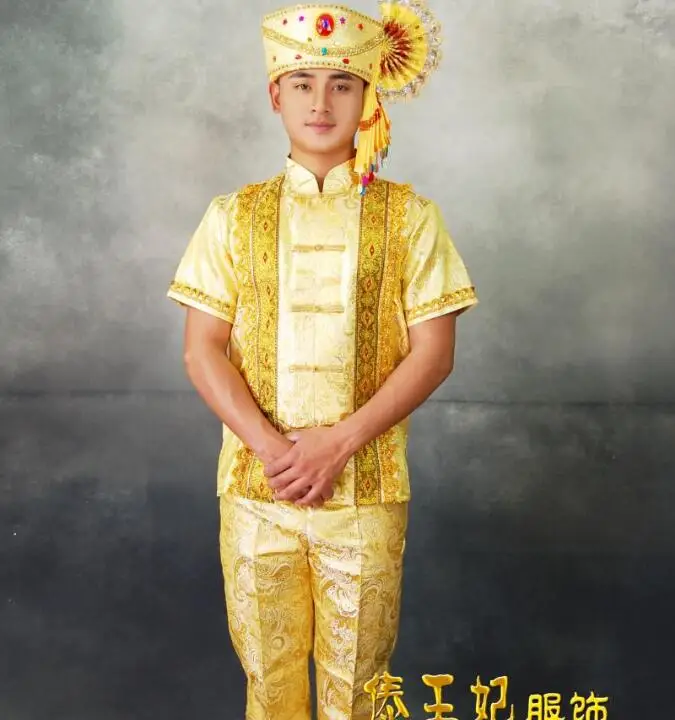 Man Traditional Thailand Cloth Short sleeve Stage Dai Shirt Thai Suit Performance Gold Suit Classical
Man Traditional Thailand Cloth Short sleeve Stage Dai Shirt Thai Suit Performance Gold Suit Classical