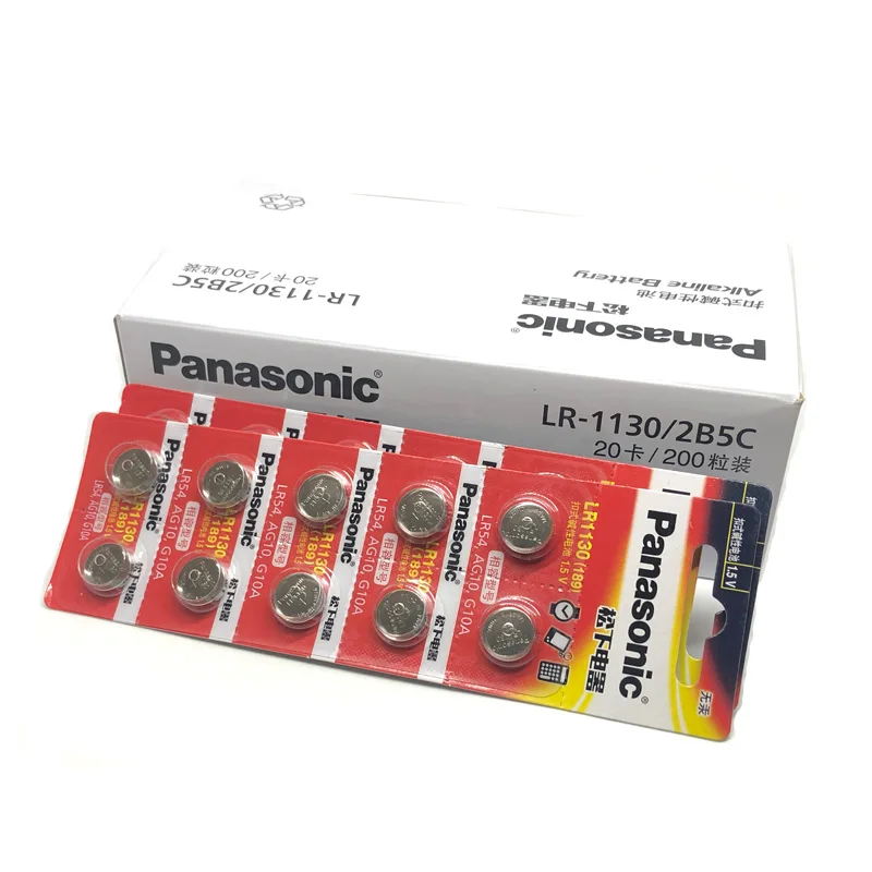 80 шт./лот Panasonic 1,5 V AG10 LR1130 щелочные AG10 389 LR54 SR54 SR1130W 189 LR1130 кнопочные батарейки LR 1130
80 шт./лот Panasonic 1,5 V AG10 LR1130 щелочные AG10 389 LR54 SR54 SR1130W 189 LR1130 кнопочные батарейки LR 1130