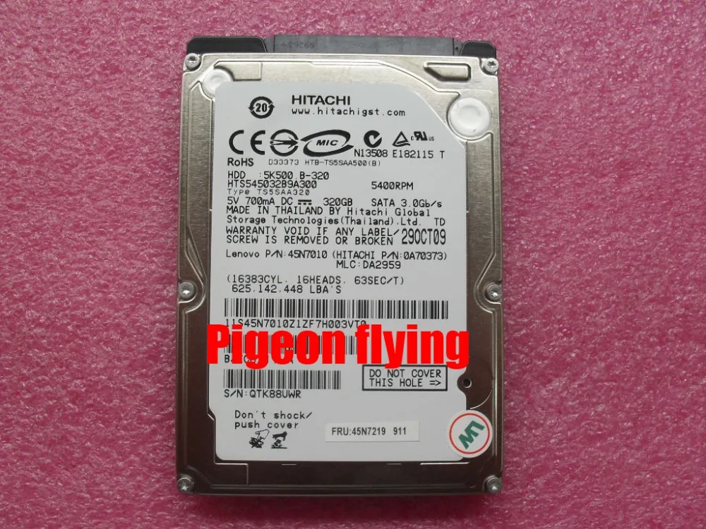Жесткий диск для Lenovo Thinkpad T420, номер детали FRU 45N7219 HITACHI 320G 3 ГБ/сек. 5400 turn SATA3.0
Жесткий диск для Lenovo Thinkpad T420, номер детали FRU 45N7219 HITACHI 320G 3 ГБ/сек. 5400 turn SATA3.0