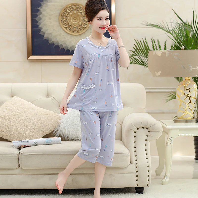 Plus Size M-4XL Women Pajamas Short Sleeve Cotton Pyjamas Set Home Nightwear Sleepsuit
Plus Size M-4XL Women Pajamas Short Sleeve Cotton Pyjamas Set Home Nightwear Sleepsuit