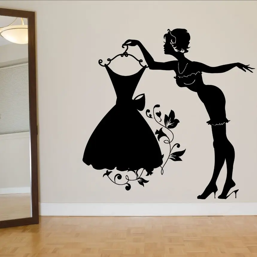 Floral Dress Vinyl Wall Decal Dress Model Wall Sticker Girls Room Decor Cloth Shop Wallpaper Removable Derss Girl Sticker AY1303
Floral Dress Vinyl Wall Decal Dress Model Wall Sticker Girls Room Decor Cloth Shop Wallpaper Removable Derss Girl Sticker AY1303