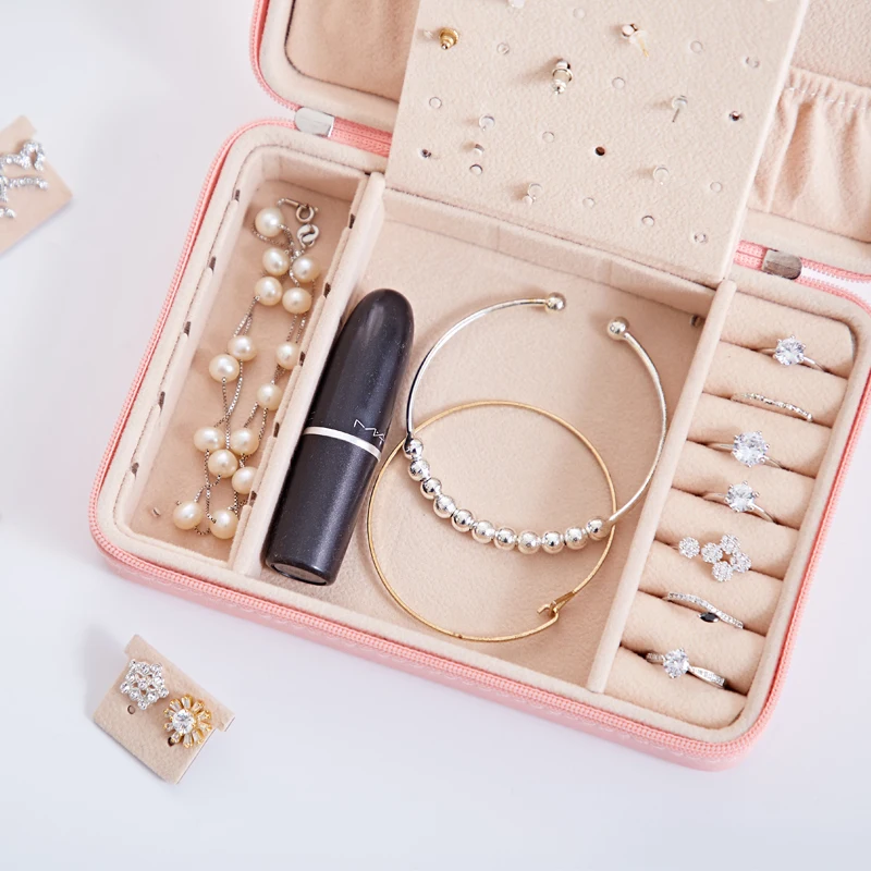 Korean Style Jewelry Box Organizer Display Storage Leather Large Big Mirror Multi-function Necklace Earring Ring for | Украшения и