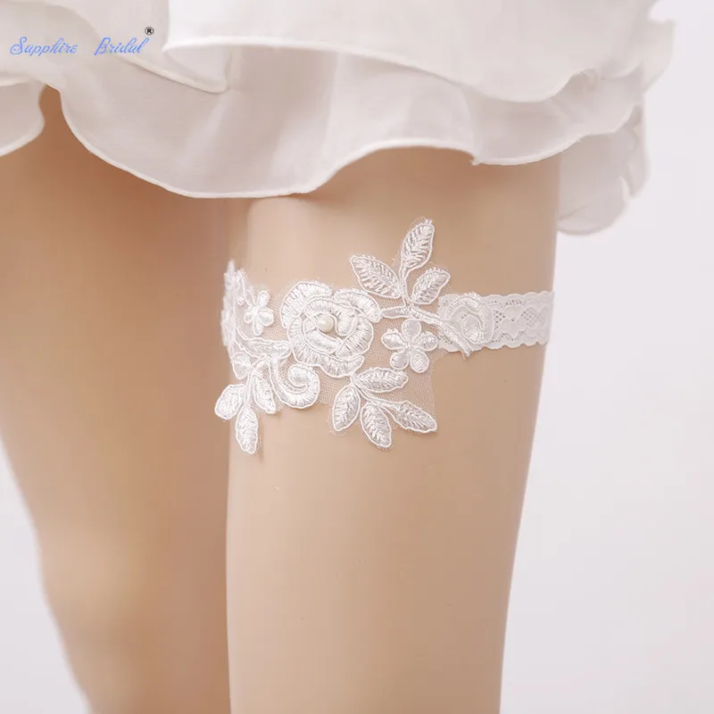 

Женские кружевные цветочные жемчужные подвязки Sapphire, 1 шт./компл., модные белые Подвязки для свадебного костюма