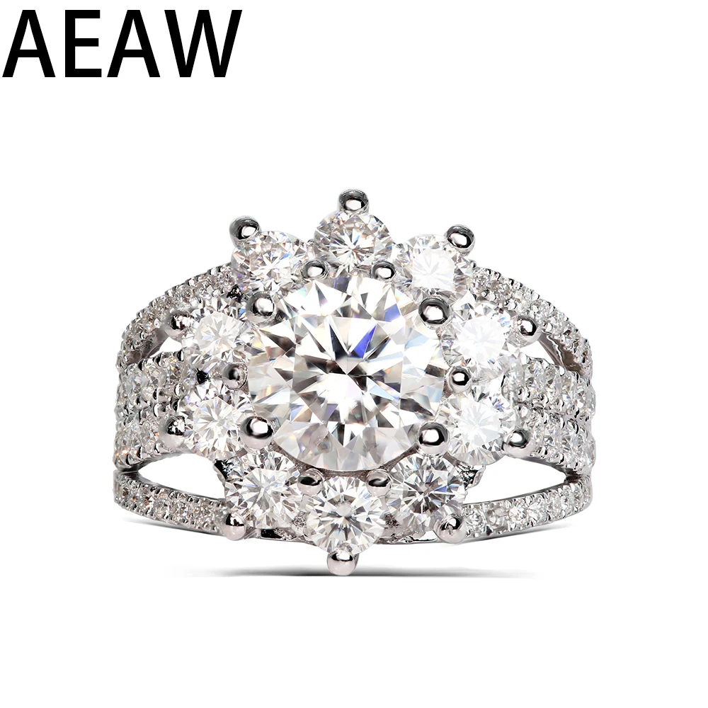 Solid 18K White Gold 2.5Ctw Center 6mm Round Cut Moissanite Engagement Flower Halo Lab Diamond Ring For Women
Solid 18K White Gold 2.5Ctw Center 6mm Round Cut Moissanite Engagement Flower Halo Lab Diamond Ring For Women