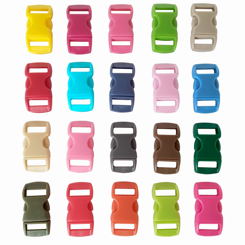 50 pcs 3/8" Mix Color Shackle Contoured Curved Side Release Plastic Buckle for Paracord Bracelet | Спорт и развлечения