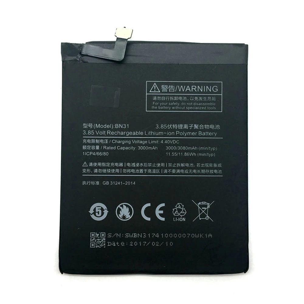 Новый аккумулятор 3000/3080 мАч BN31 для Xiaomi mi 5X \ Red Note 5A pro телефона|Аккумуляторы