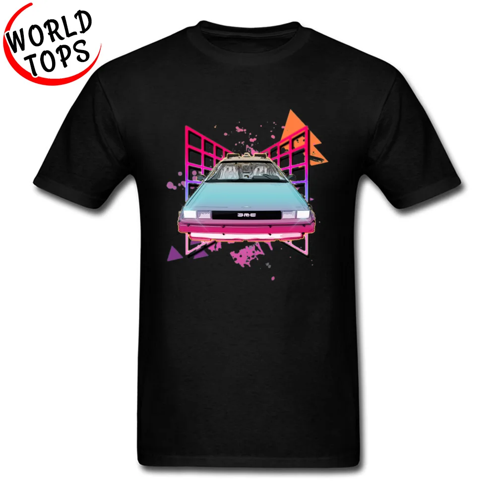 Neon Car Back To the Future футболка с круглым воротником 100% хлопок ткань для студентов топ