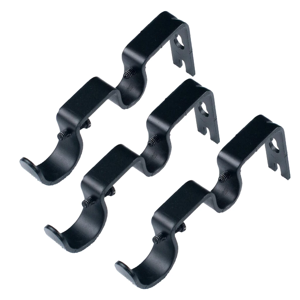 12Pieces Black Double Center Support Curtain Rod Bracket Holder for 1 and 5/8inch
