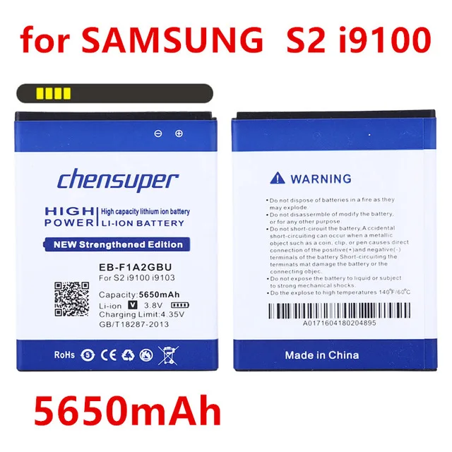 

100% Original chensuper 5650mAh EB-F1A2GBU Use for SAMSUNG S2 Battery I9100g I9103 I9105 I9108 I9050 I9188 S II I9100 Battery