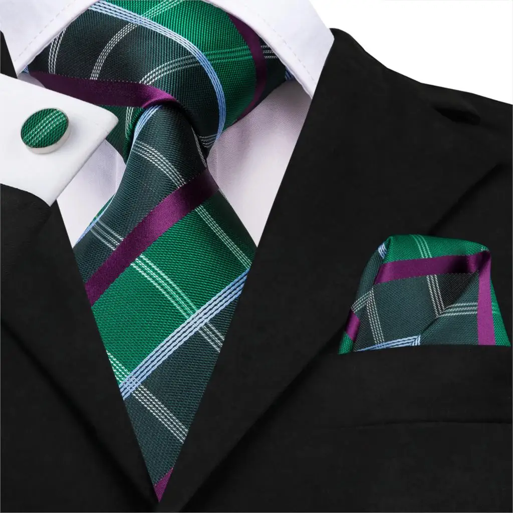 Hi-Tie Men Silk Tie Plaid Green/Blue Ties Hanky Cufflinks Set Gift Stripe Necktie Gift for Wedding Party Wholesale Dropshipping
Hi-Tie Men Silk Tie Plaid Green/Blue Ties Hanky Cufflinks Set Gift Stripe Necktie Gift for Wedding Party Wholesale Dropshipping