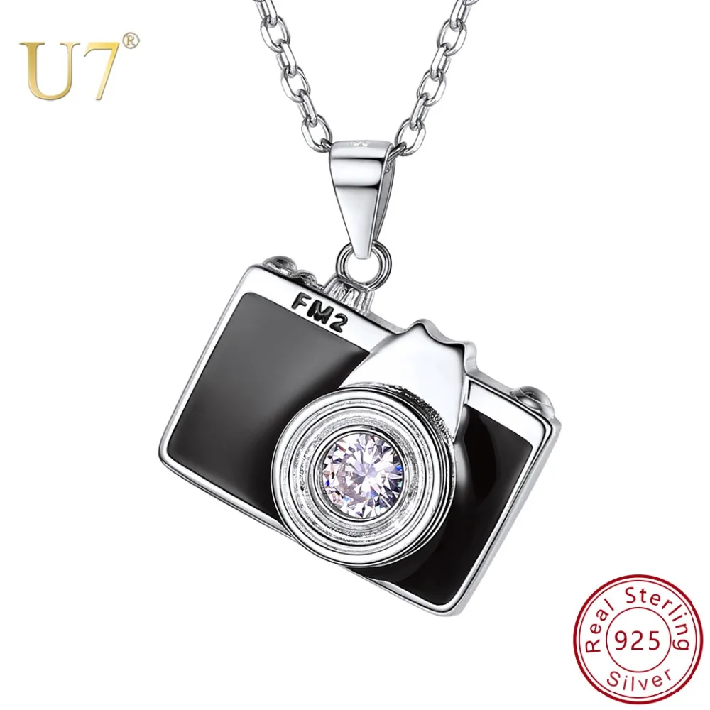 U7 925 Sterling Silver Camera Black Enamel CZ Pendant Necklace for Women Bridesmaid Photographer Gift 2018 New Fashion Design
U7 925 Sterling Silver Camera Black Enamel CZ Pendant Necklace for Women Bridesmaid Photographer Gift 2018 New Fashion Design