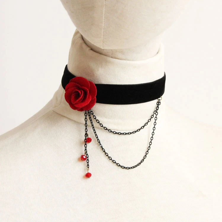 MIARA.L Vampire gothic rose crystal velvet with neck collar necklace chain short necklace accessories for wholesale
MIARA.L Vampire gothic rose crystal velvet with neck collar necklace chain short necklace accessories for wholesale