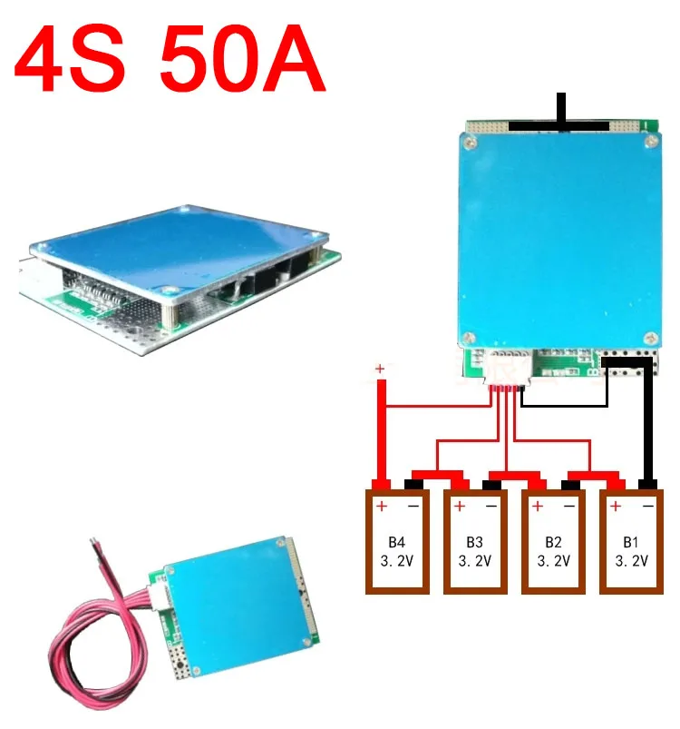 4S 12V 50A Lifepo4 литий железо фосфатных аккумуляторов и BMS плата защиты батареи