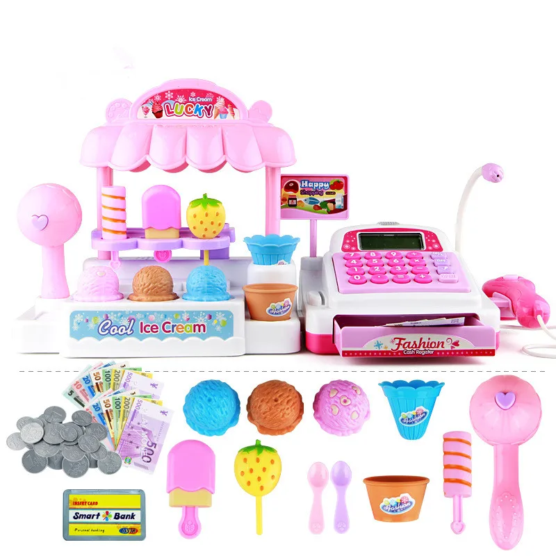 Cash Register Pretend Play Mini Children's Fashion Cosplay Simulation Supermarket Microphone Credit Card Machine Kids Gift Toys | Игрушки