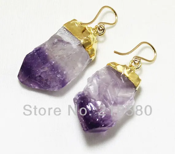 H-QE02 5pairs/lot Hearing Stone Crystal Raw Amethysts Point Drop Earrings Gold Electroplated
H-QE02 5pairs/lot Hearing Stone Crystal Raw Amethysts Point Drop Earrings Gold Electroplated