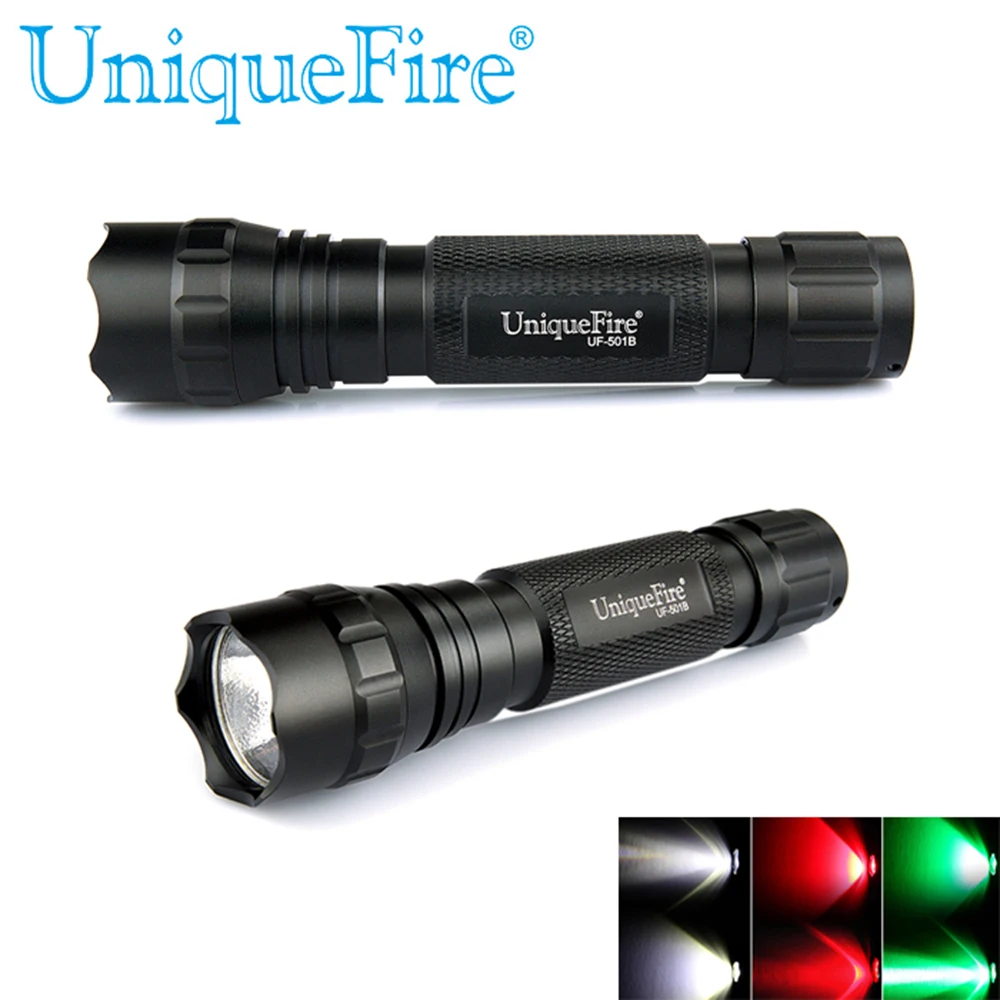 UniqueFire 3 Mode Flashlight WF-501B XP-E White/Red/Green Light Lamp Torch Aluminum Alloy Led for 18650 Battery
UniqueFire 3 Mode Flashlight WF-501B XP-E White/Red/Green Light Lamp Torch Aluminum Alloy Led for 18650 Battery